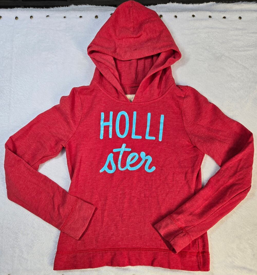 Y2K VTG Womens Small Hollister Pullover Hoodie-Signature-Red - Picture 1 of 5